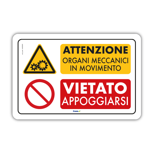 Adesivi Pericolo Organi In Movimento - PVC Per Esterno, 15 Pezzi, Made In Italy